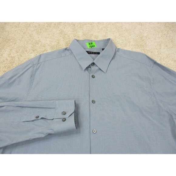 Theory Shirt Men Medium 17 32 33 Blue Long Sleeve Button Up Cotton Stretch * - Picture 3 of 16